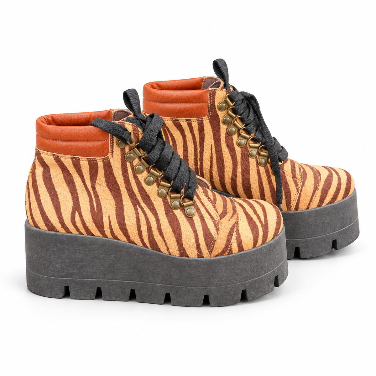 Zapatilla caña alta zebra café
